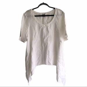 COMPLETO LINO by ARTHURIO Flax Linen Lagenlook Asymmetrical Blouse White M